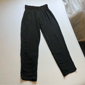 KHUSH black sheer low rise smocked waist tapered slim leg cropped pants